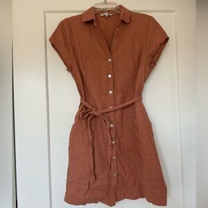 Burnt Orange Linen Dress